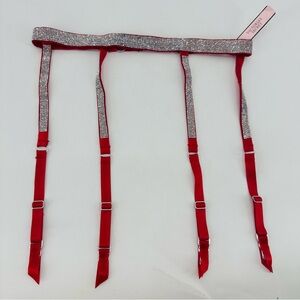 Victoria's Secret Very Sexy NEW Rhinestone Satin Holiday Christmas Garter Belt